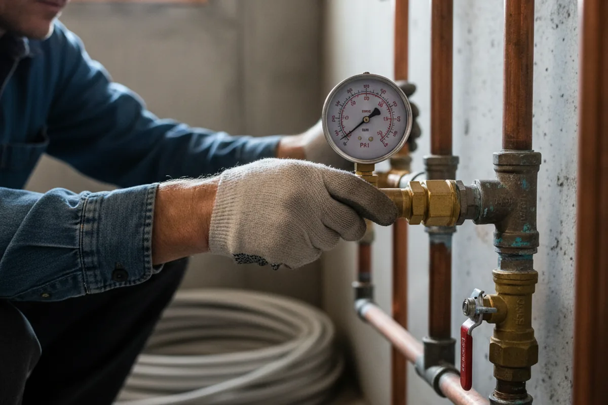 Pressure testing a repaired line during Water Line Repair in Iona